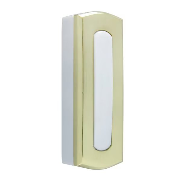 WD2012 Wireless Doorbell Pushbutton Replacement Colonial Style Non-lighted Pol Brass, Iq America, Mfr#: WP2012